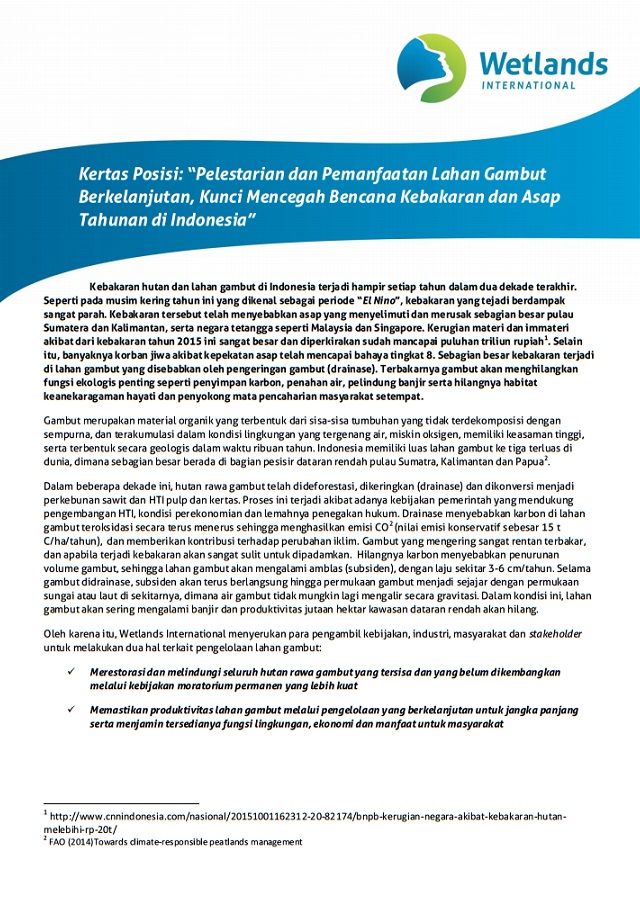 Position Paper Bahasa Wetlands International